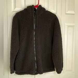PacSun Deep Pile Fleece Jacket Women’s Sherpa Full Zip Hoodie Teddie Black XS